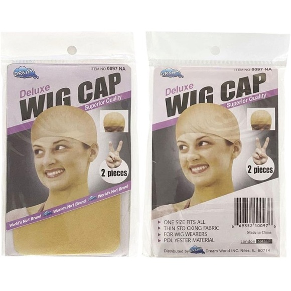 Stretchy Nylon Wig Caps for Lace Front Wigs,Beige Wig Cap for Women,2 Pieces NEW - Picture 3 of 4